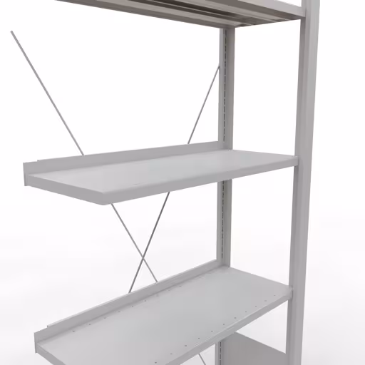 , kantoorrekkensysteem MULTIplus85, 1800 x 750 x 300 mm, 5 legborden, met stoplijst, lichtgrijs van Schulte Lagertechnik uit het assortiment kantoorrekken