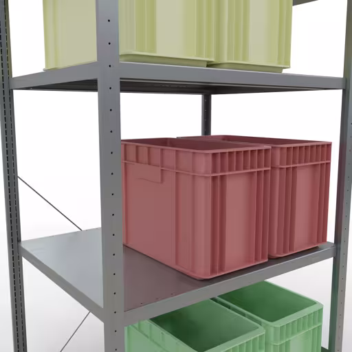 Productafbeelding nr. 14 van het artikel basisplank, legbord, insteeksysteem MULTIplus330, 2000 x 1000 x 800 mm, 5 legborden, kruisschoor, verzinkt Figuur nr. 14 van het artikel basisrek, legplank, insteeksysteem MULTIplus330, 2000 x 1000 x 800 mm, 5 legborden, kruisschoor, verzinkt uit de insteeksysteem productgroep van Schulte Lagertechnik.