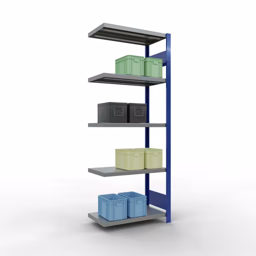 Afbeelding nr. 12 van het artikel aanbouwrekken, legbordstellingen, insteeksysteem MULTIplus250, 2000 x 750 x 400 mm, 5 legborden, lengtestangen, RAL 5010 gentiaanblauw/verzinkt/verzinkt uit de productgroep insteeksysteem van Schulte Lagertechnik.