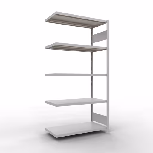 Aanbouwrekken, rekken, insteeksysteem MULTIplus250, 2000 x 1000 x 500 mm (HxBxD), 5 planken, lengtestangen, RAL 7035 lichtgrijs van Schulte Lagertechnik Aanbouwrekken, rekken, insteeksysteem MULTIplus250, 2000 x 1000 x 500 mm (HxBxD), 5 legborden, lengtebalk, RAL 7035 lichtgrijs, aanbouwplank, art.nr. 32855-LR