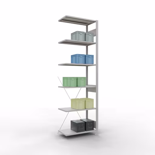 Andere weergave van het artikel Aanbouwplank, legbord-insteeksysteem MULTIplus150, 2500 x 750 x 400 mm, 6 legborden, RAL 7035 lichtgrijs uit de categorie insteeksysteem