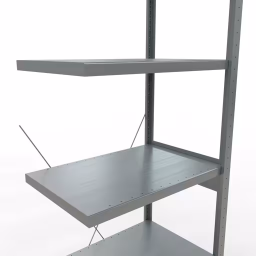 Figuur nr. 15 van het artikel aanbouwrekken, legbordstellingen, insteeksysteem MULTIplus250, 2500 x 750 x 500 mm, 6 legborden, kruisschoor, verzinkt uit de productgroep insteeksysteem van Schulte Lagertechnik.