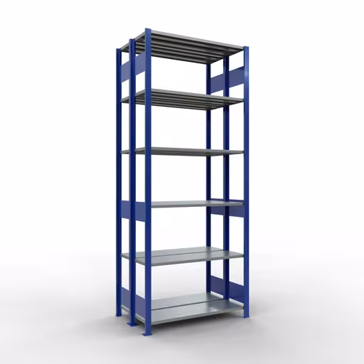 Basisplank, dubbele plank, stellingsysteem MULTIplus150, 2500 x 1000 x (2x300) mm (HxBxD), 2x6 planken, lengtestangen, RAL 5010 gentiaanblauw, dubbele planken, art.nr. 33131-B