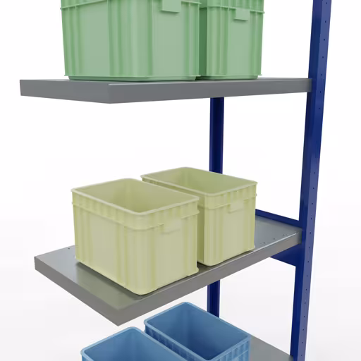 Afbeelding nr. 14 van het artikel aanbouwrekken, legbordstellingen, insteeksysteem MULTIplus250, 2500 x 750 x 400 mm, 6 legborden, lengtestangen, RAL 5010 gentiaanblauw/verzinkt/verzinkt uit de productgroep insteeksysteem van Schulte Lagertechnik.