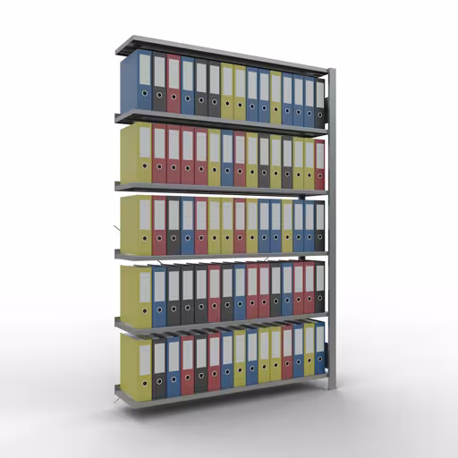 Productafbeelding nr. 12 van het artikel Aanbouwstelling, kantoorstelling, insteeksysteem MULTIplus85, 2000 x 1300 x 300 mm, 6 legborden, kruisschoor, verzinkt, met aanslaglijst Afbeelding nr. 12 van het artikel, kantoorrekken, insteeksysteem MULTIplus85, 2000 x 1300 x 300 mm, 6 legborden, verzinkt, met aanslagbeugel uit de productgroep kantoorrekken van Schulte Lagertechnik