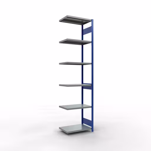 Aanbouwrekken, rekken, insteeksysteem MULTIplus250, 3000 x 750 x 500 mm (HxBxD), 7 planken, lengtestangen, RAL 5010 gentiaanblauw/verzinkt/verzinkt van Schulte Lagertechnik Aanbouwrekken, legbordstellingen, insteeksysteem MULTIplus250, 3000 x 750 x 500 mm (HxBxD), 7 legborden, lengtebalk, RAL 5010 gentiaanblauw/verzinkt/verzinkt, aanbouwplank, art.nr. 12957-75-LR-B