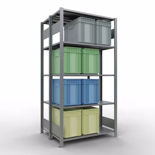 Figuur nr. 15 van het artikel basisplank, dubbele plank, plankinsteeksysteem MULTIplus150, 2000 x 1000 x (2x400) mm, 2x5 planken, lengtestangen, verzinkt uit de productgroep schappenplanken van Schulte Lagertechnik.