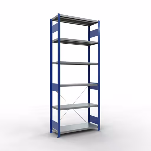 Figuur nr. 15 van het artikel basisrek, legplank, insteeksysteem MULTIplus330, 2500 x 1000 x 400 mm, 6 legborden, kruisschoor, RAL 5010 gentiaanblauw/verzinkt uit de insteeksysteem productgroep van Schulte Lagertechnik.