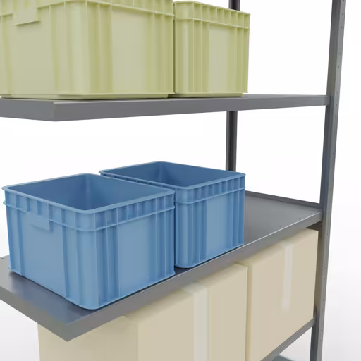 Extra afbeelding van het artikel Aanbouwplank, legbord, insteeksysteem MULTIplus250, 2500 x 1300 x 500 mm, 6 legborden, verzinkt vanaf opzetplank