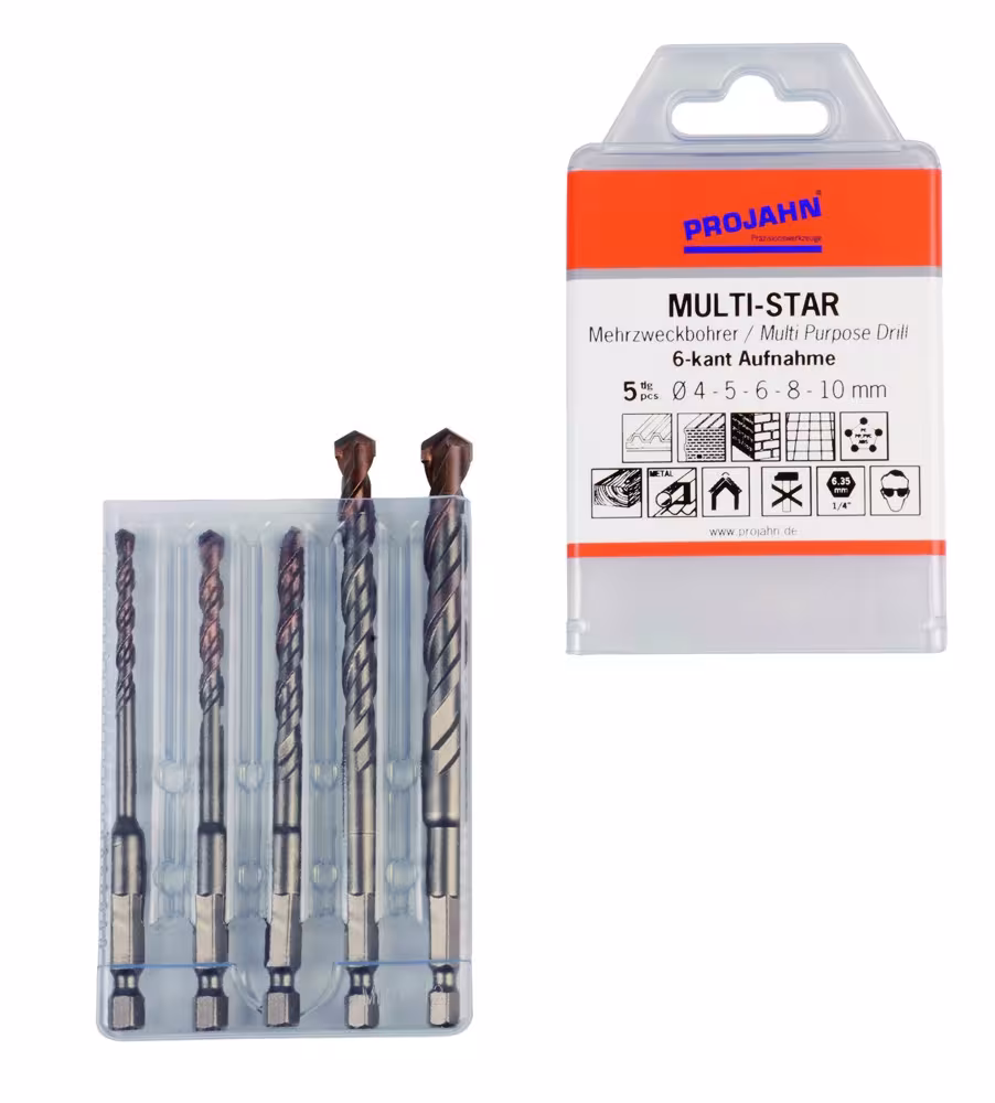 Multi-Star set 5 stuks. Zeskant 4, 5, 6, 8, 10 mm, boor, art.nr. 57005