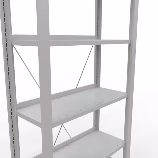 Productafbeelding nr. 12 van het artikel basisplank, kantoorplank, insteeksysteem MULTIplus85, 2000 x 750 x 300 mm, 6 planken, kruisschoor, met stoplijst, lichtgrijs Afbeelding nr. 12 van het artikel, kantoorrekken, insteeksysteem MULTIplus85, 2000 x 750 x 300 mm, 6 planken, met aanslaglijst, lichtgrijs uit de productgroep kantoorrekken van Schulte Lagertechnik