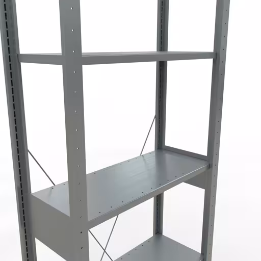 Extra afbeelding van het artikel Basisplank, legbord, insteeksysteem MULTIplus150, 2500 x 750 x 300 mm (HxBxD), 6 legborden, kruisschoor, verzinkt Extra afbeelding van het artikel Basisplank, legplank, insteeksysteem MULTIplus150, 2500 x 750 x 300 mm, 6 legborden, kruisschoor, verzinkt vanaf basisplank