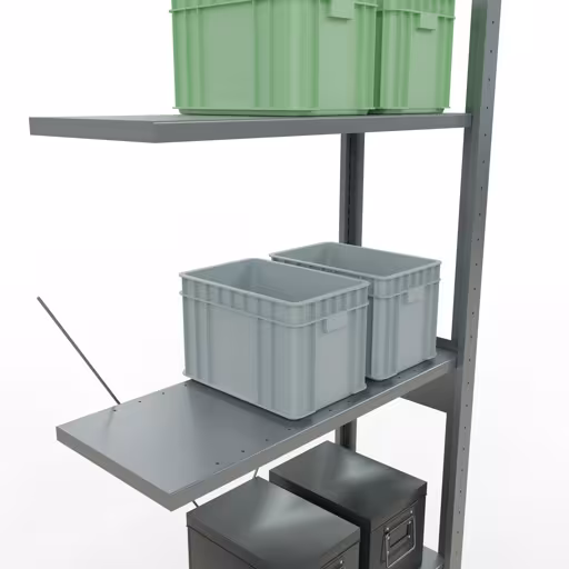 Andere weergave van het artikel Aanbouwrekken, legbordstellingen, insteeksysteem MULTIplus150, 2500 x 750 x 300 mm (HxBxD), 6 legborden, kruisschoor, verzinkt Andere weergave van het artikel Aanbouwplank, legbord, insteeksysteem MULTIplus150, 2500 x 750 x 300 mm, 6 legborden, kruisschoor, verzinkt uit de categorie insteeksysteem