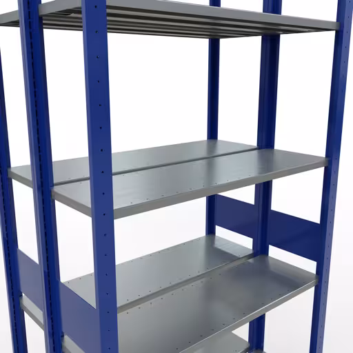 Basisplank, dubbele plank, legplank-insteeksysteem MULTIplus150, 3000 x 1000 x (2x300) mm (HxBxD), 2x7 legborden, lengtestangen, RAL 5010 gentiaanblauw met artikelnr. 33132-B Basisplank, dubbele plank, rekkensysteem MULTIplus150, 3000 x 1000 x (2x300) mm, 2x7 planken, lengtestangen, RAL 5010 gentiaanblauw van Schulte Lagertechnik uit de categorie rekken