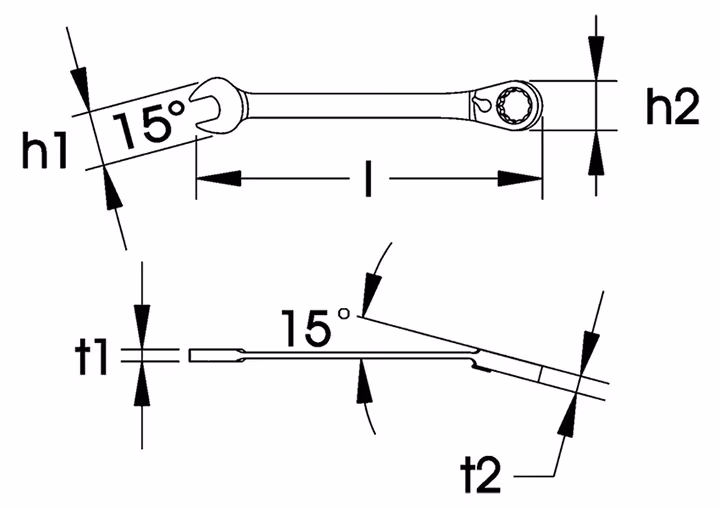 Skizze 827852 Steeksleutel met hefboomringratel, omkeerbaar, ELORA-204-J 10 mm