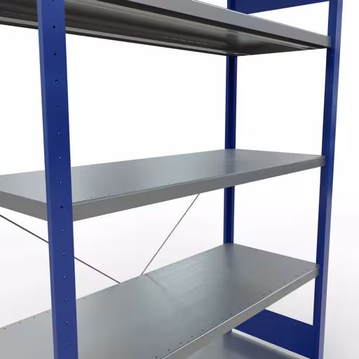 Figuur nr. 12 van het artikel basisrek, legbord, insteeksysteem MULTIplus250, 2000 x 1300 x 500 mm, 5 legborden, kruisschoor, RAL 5010 gentiaanblauw/verzinkt uit de insteeksysteem productgroep van Schulte Lagertechnik