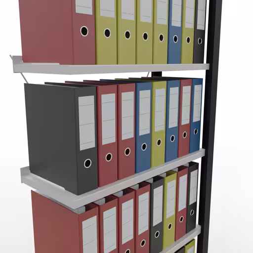 Extra afbeelding van het artikel Aanbouwstelling, kantoorstelling, insteeksysteem MULTIplus85, 2000 x 750 x 300 mm, 6 legborden, kruisschoor, met aanslaglijst, zwart/lichtgrijs uit insteeksysteem