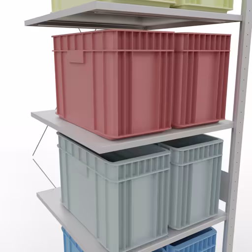 Aanbouwrek, stelling, insteeksysteem MULTIplus150, 3000 x 750 x 800 mm, 7 legborden, RAL 7035 lichtgrijs van het merk Schulte Lagertechnik uit het assortiment insteeksysteem