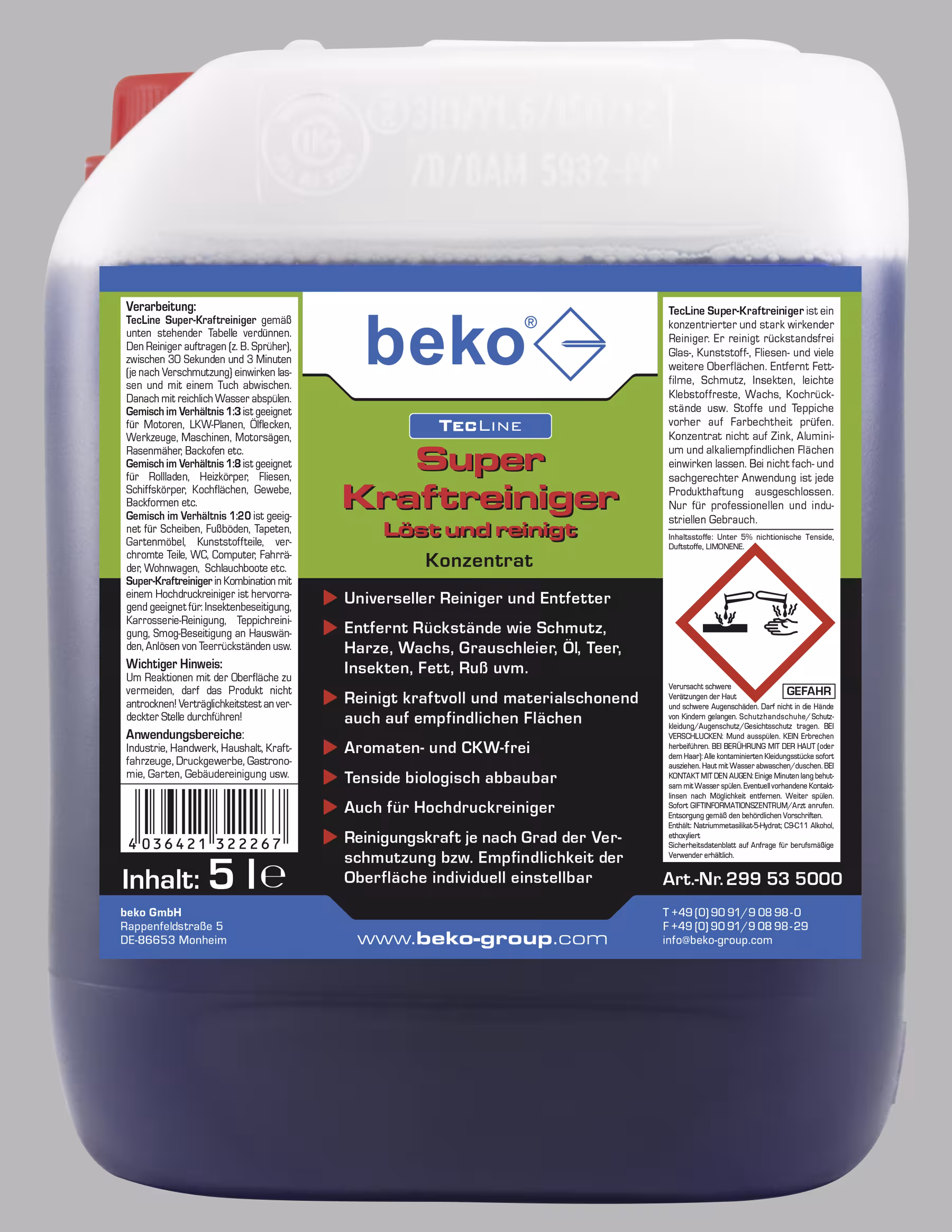 TecLine superkrachtreinigerconcentraat 30 l jerrycan uit de categorie universele reiniger met art.nr. 299 53 0030