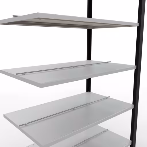 Figuur nr. 8 van het artikel aanbouwrekken, kantoorrekken, insteeksysteem MULTIplus150, 2300 x 1000 x 600 mm, 7 planken, lengtestangen, met middenaanslag, zwart/lichtgrijs uit de productgroep kantoorrekken van Schulte Lagertechnik.