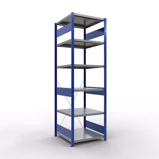 Andere weergave van het artikel basisplank, legbord, insteeksysteem MULTIplus250, 2500 x 750 x 800 mm, 6 legborden, RAL 5010 gentiaanblauw/verzinkt/verzinkt uit de categorie insteeksysteem