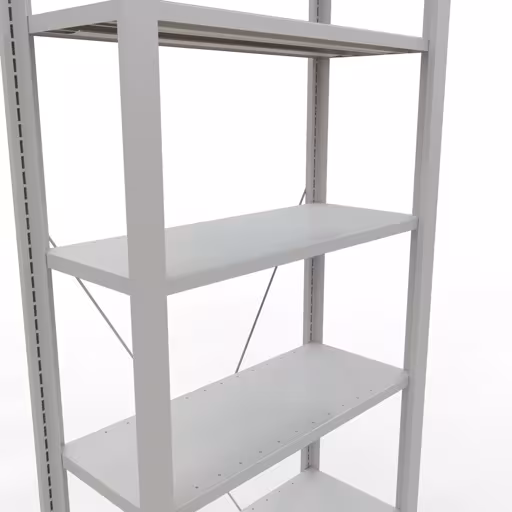 Basisplank, kantoorrek, insteeksysteem MULTIplus85, 2300 x 750 x 300 mm, 7 planken, kruisschoor, zonder aanslaglijst, lichtgrijs van Schulte Lagertechnik met het artikelnr. 36030