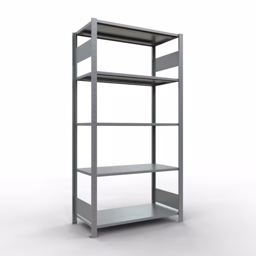Basisplank, legbord, insteeksysteem MULTIplus150, 2000 x 1000 x 500 mm, 5 legborden, lengtestangen, verzinkt van Schulte Lagertechnik met het artikelnr. 12750-LR