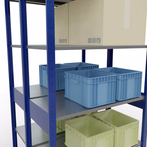 Productafbeelding nr. 8 van het artikel basisplank, dubbele plank, legplank-insteeksysteem MULTIplus150, 2500 x 1000 x (2x500) mm, 2x6 legborden, RAL 5010 gentiaanblauw uit het assortiment legborden van Schulte Lagertechnik