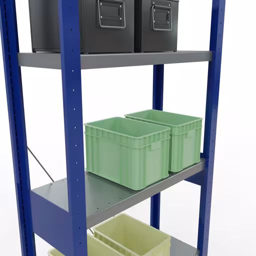 Figuur nr. 9 van het artikel basisrek, legbord-insteeksysteem MULTIplus250, 2500 x 750 x 300 mm, 6 legborden, RAL 5010 gentiaanblauw/verzinkt/verzinkt uit de productgroep insteeksysteem van het merk Schulte Lagertechnik