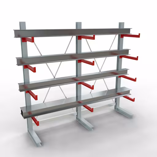 K 3000 compleet legbord, eenzijdig, 2500 x 2600 x 600 mm, RAL 7001 / RAL 3000, 5 opslagniveaus van Schulte Lagertechnik met artikelnr. 27705