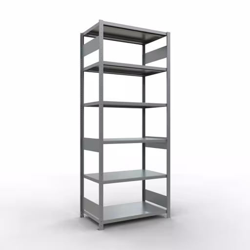 Basisplank, legplank, insteeksysteem MULTIplus330, 2500 x 1000 x 600 mm (HxBxD), 6 legborden, lengtestangen, verzinkt, basisplank, art.nr. 13961-LR