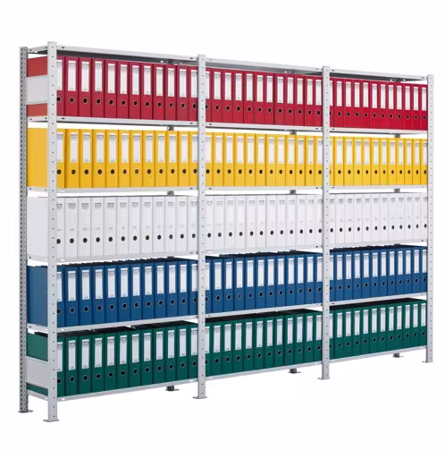 Andere weergave van het artikel Aanbouwstelling, kantoorstelling, insteeksysteem MULTIplus85, 2000 x 750 x 300 mm, 6 legborden, kruisschoor, verzinkt, met aanslagbeugel uit de categorie kantoorstellingen