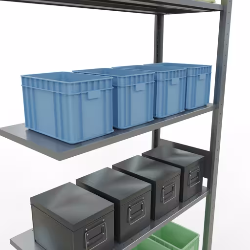 Extra afbeelding van het artikel Aanbouwplank, legbord, insteeksysteem MULTIplus85, 3000 x 1000 x 400 mm, 7 legborden, verzinkt vanaf opzetplank