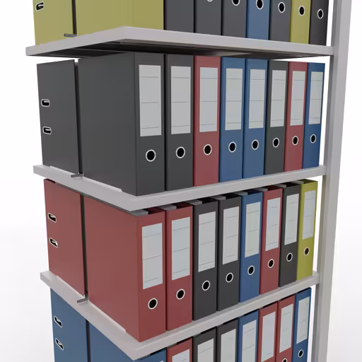 Productafbeelding nr. 14 van het artikel Aanbouwstelling, kantoorstelling, insteeksysteem MULTIplus150, 2300 x 750 x 600 mm, 7 legborden, lengtestangen, met middenaanslag, lichtgrijs Figuur nr. 14 van het artikel aanbouwrekken, kantoorrekken, insteeksysteem MULTIplus150, 2300 x 750 x 600 mm, 7 planken, met middenaanslag, lichtgrijs uit de productgroep kantoorrekken van het merk Schulte Lagertechnik.