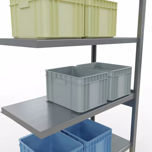 Afbeelding nr. 14 van het artikel aanbouwrekken, legbordstellingen, insteeksysteem MULTIplus330, 2500 x 1000 x 500 mm, 6 legborden, kruisschoor, verzinkt uit de productgroep insteeksysteem van Schulte Lagertechnik