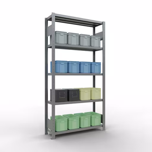 Basisplank, legplank, insteeksysteem MULTIplus250, 2000 x 1000 x 300 mm, 5 legborden, lengtestangen, verzinkt van Schulte Lagertechnik uit de categorie insteeksystemen