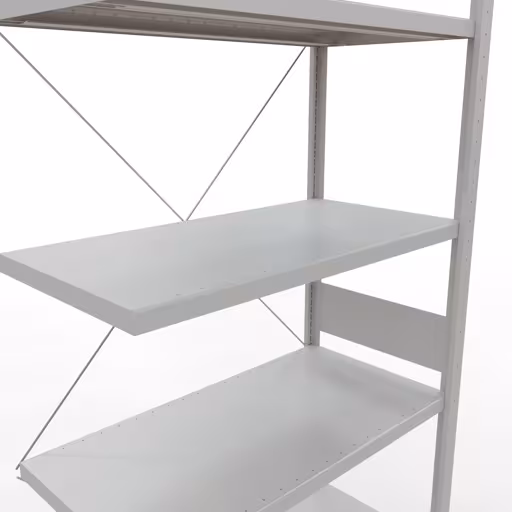 Productafbeelding nr. 12 van het artikel Aanbouwrekken, legbordstellingen, insteeksysteem MULTIplus330, 3000 x 1000 x 500 mm, 7 legborden, kruisschoor, RAL 7035 lichtgrijs Figuur nr. 12 van het artikel aanbouwrekken, legbordstellingen, insteeksysteem MULTIplus330, 3000 x 1000 x 500 mm, 7 legborden, kruisschoor, RAL 7035 lichtgrijs uit de productgroep insteeksysteem van Schulte Lagertechnik