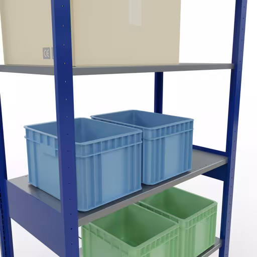 Basisplank, legbord, insteeksysteem MULTIplus150, 2500 x 1000 x 500 mm, 6 legborden, RAL 5010/verzinkt van het merk Schulte Lagertechnik uit het assortiment insteeksysteem