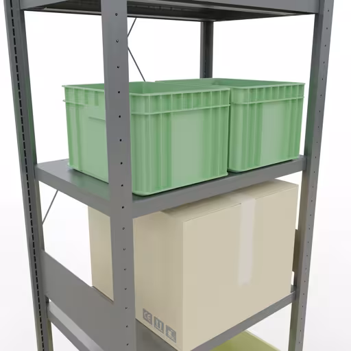 Productafbeelding nr. 13 van het artikel basisplank, legbord, insteeksysteem MULTIplus250, 3000 x 750 x 500 mm (HxBxD), 7 legborden, kruisschoor, verzinkt Figuur nr. 13 van het artikel basisplank, legbord, insteeksysteem MULTIplus250, 3000 x 750 x 500 mm, 7 legborden, kruisschoor, verzinkt uit de insteeksysteem productgroep van Schulte Lagertechnik.