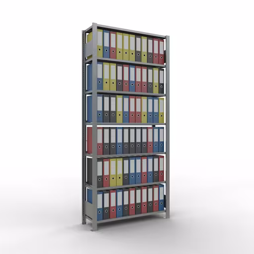 Productafbeelding nr. 11 van het artikel basisplank, kantoorplank, insteeksysteem MULTIplus85, 2300 x 1000 x 300 mm, 7 planken, kruisschoor, verzinkt, met aanslagstang Afbeelding nr. 11 van het artikel, kantoorrekken, insteeksysteem MULTIplus85, 2300 x 1000 x 300 mm, 7 legborden, verzinkt, met aanslagbeugel uit de productgroep kantoorrekken van Schulte Lagertechnik