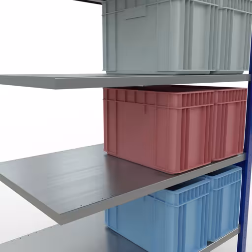 Afbeelding nr. 14 van het artikel aanbouwrekken, legbordstellingen, insteeksysteem MULTIplus250, 2500 x 1300 x 800 mm, 6 legborden, lengtestangen, RAL 5010 gentiaanblauw/verzinkt uit de productgroep insteeksysteem van Schulte Lagertechnik.