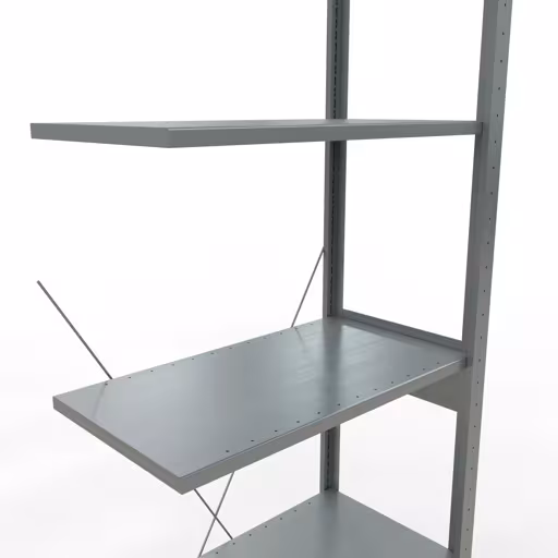 Aanbouwplank, legbord, insteeksysteem MULTIplus150, 2500 x 750 x 400 mm, 6 legborden, kruisschoor, verzinkt van Schulte Lagertechnik met het artikelnr. 12746-75