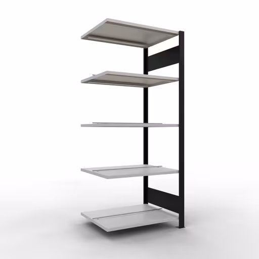 Figuur nr. 8 van het artikel aanbouwrekken, kantoorrekken, insteeksysteem MULTIplus150, 1800 x 750 x 600 mm, 5 planken, lengtestangen, met middenaanslag, zwart/lichtgrijs uit de productgroep kantoorrekken van Schulte Lagertechnik.