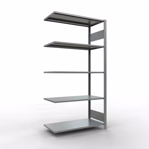 Aanbouwrekken, legbordstellingen, insteeksysteem MULTIplus150, 2000 x 1000 x 500 mm, 5 legborden, lengtestangen, verzinkt van Schulte Lagertechnik met artikelnr. 12755-LR