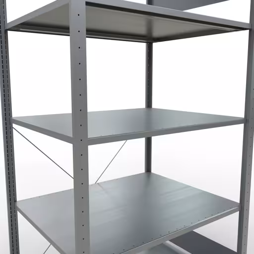 Productafbeelding nr. 14 van het artikel basisplank, legbord, insteeksysteem MULTIplus150, 2000 x 1000 x 800 mm (HxBxD), 5 legborden, kruisschoor, verzinkt Figuur nr. 14 van het artikel basisrek, legplank-insteeksysteem MULTIplus150, 2000 x 1000 x 800 mm, 5 legborden, verzinkt uit de productgroep insteeksysteem van het merk Schulte Lagertechnik.