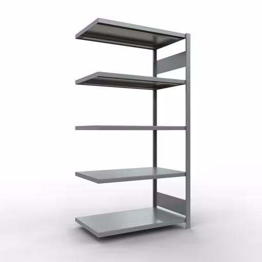 Aanbouwrekken, legbordstellingen, insteeksysteem MULTIplus250, 2000 x 1000 x 600 mm (HxBxD), 5 legborden, lengtestangen, verzinkt van Schulte Lagertechnik Aanbouwrekken, legborden, insteeksysteem MULTIplus250, 2000 x 1000 x 600 mm (HxBxD), 5 legborden, lengtestangen, verzinkt, aanbouwplank, art.nr. 12965-LR