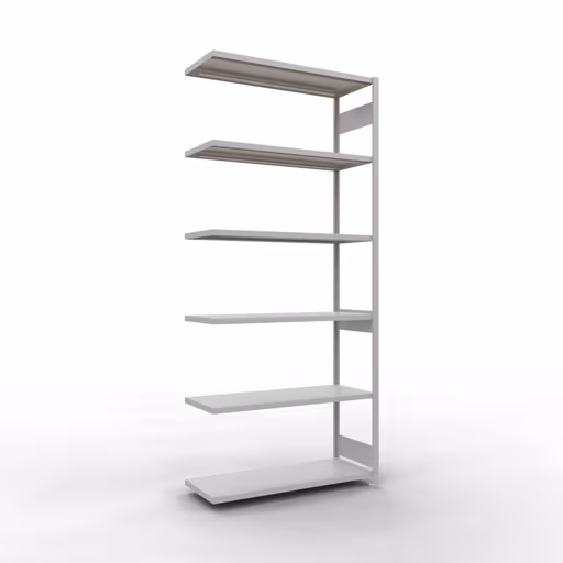 Aanbouwrekken, rekken, insteeksysteem MULTIplus250, 3000 x 1300 x 500 mm (HxBxD), 7 planken, lengtestangen, RAL 7035 lichtgrijs van Schulte Lagertechnik Aanbouwrekken, rekken, insteeksysteem MULTIplus250, 3000 x 1300 x 500 mm (HxBxD), 7 legborden, lengtebalk, RAL 7035 lichtgrijs, aanbouwplank, art.nr. 32857-130-LR