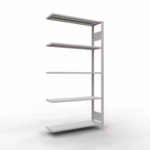 Aanbouwrekken, rekken, insteeksysteem MULTIplus150, 2000 x 1000 x 300 mm, 5 legborden, lengtestangen, RAL 7035 lichtgrijs van Schulte Lagertechnik uit de categorie insteeksystemen