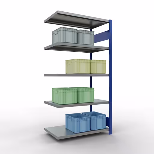 Afbeelding nr. 12 van het artikel aanbouwrekken, stellingrekken, insteeksysteem MULTIplus330, 2000 x 1000 x 600 mm, 5 legborden, lengtestangen, RAL 5010 gentiaanblauw/verzinkt uit de productgroep insteeksysteem van het merk Schulte Lagertechnik