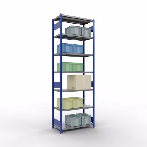 Productafbeelding nr. 13 van het artikel basisplank, legbord, insteeksysteem MULTIplus330, 3000 x 1000 x 500 mm (HxBxD), 7 legborden, lengtestang, RAL 5010 gentiaanblauw/verzinkt Figuur nr. 13 van het artikel basisrek, legplank, insteeksysteem MULTIplus330, 3000 x 1000 x 500 mm, 7 legborden, lengtestangen, RAL 5010 gentiaanblauw/verzinkt uit de insteeksysteem productgroep van Schulte Lagertechnik.